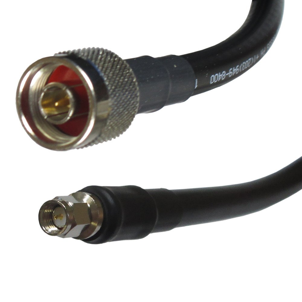 Cabo Coaxial LMR-400 7,6m | Conectores N Macho/RP-SMA | Para Hotspot Wi-Fi