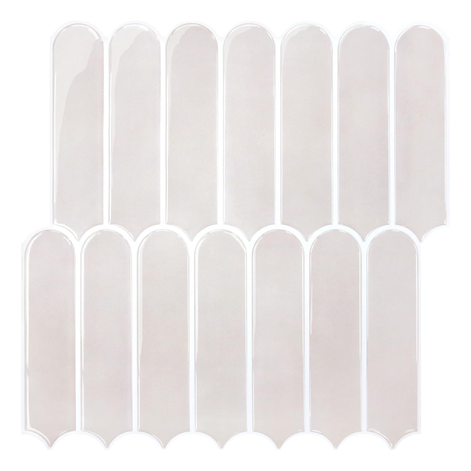 Commomy Thicker Peel and Stick Backsplash (Beige with Pinkish Grout) - 10 pcs of 12" x 12" - 3D Adhesive Peel and Stick Tiles Backsplash for Kitchen, Bathroom, Removable, Waterproof, Vinyl Wall Tile