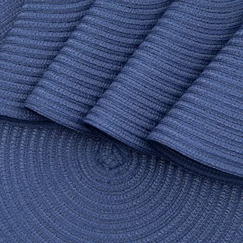 Image of SHACOS Round Placemats Set of 6 Washable 15 inch Round Table Mats Cotton Polyester Woven Braided Place Mats for Dining Table (Sail Blue, 6)