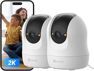 EZVIZ C6N G1 2K(2-Pack) Cámara Vigilancia WiFi Interior 360°, Cámara IP Detección Humana/Ruido, Visión Nocturna Color, Audio Bidireccional, Seguimiento Auto, Control Remoto, para Bebé/Anciano/Negocio