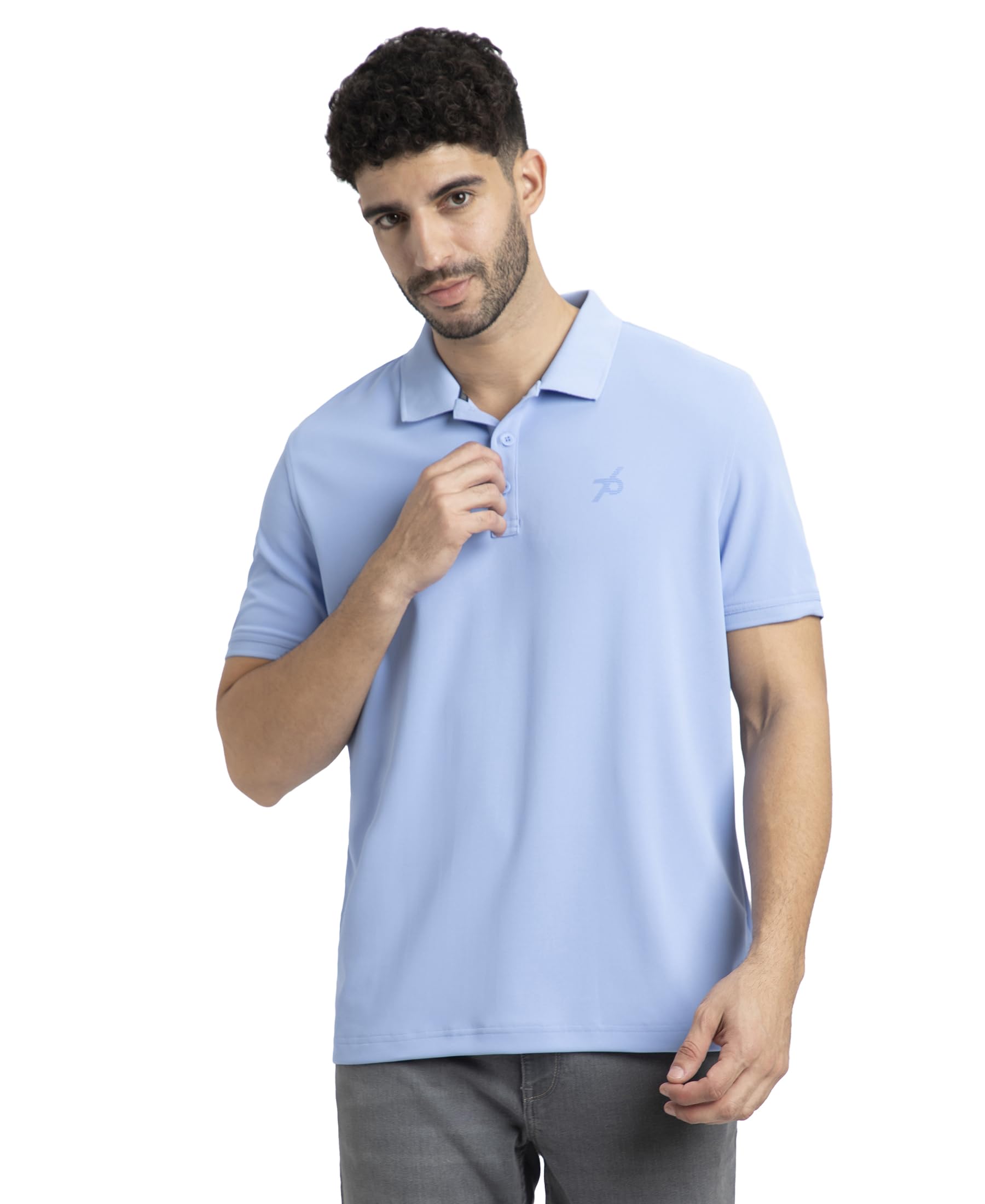 AM38 Men's Microfiber Polyester Regular Fit Solid Half Sleeve Polo T-Shirt with Stay Dry & Stay Fresh Technology