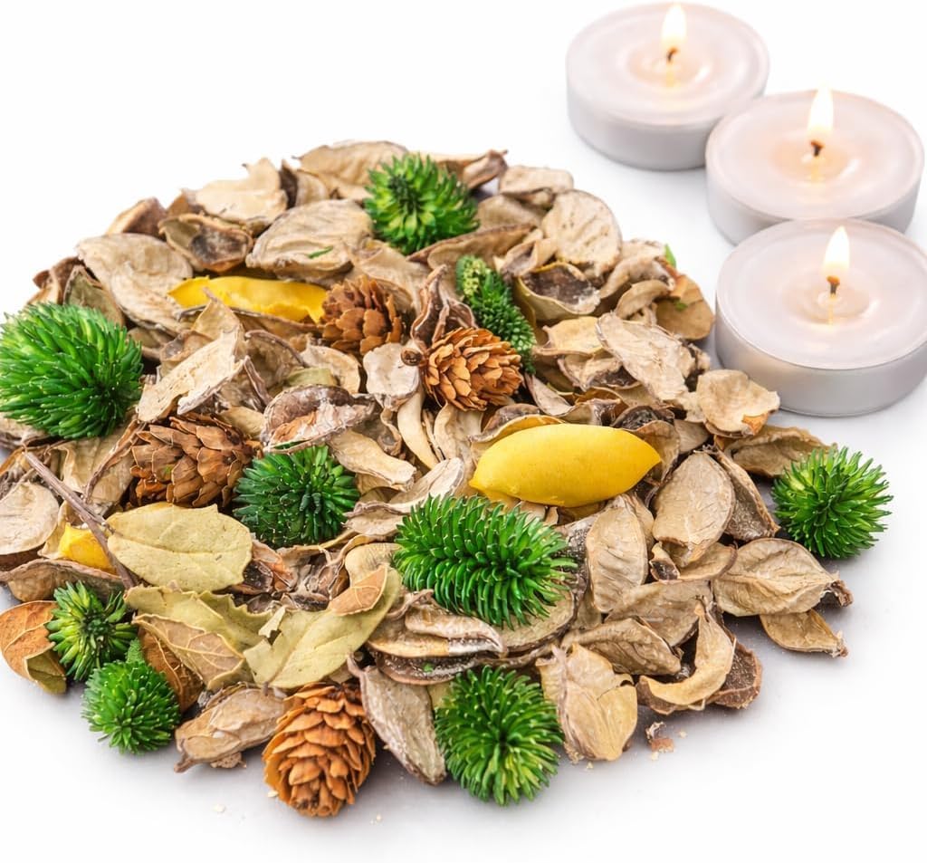 Coffret de Pot-pourri parfumé WALWI Bois de Santal & Patchouli 3 Bougies Chauffe-Plat