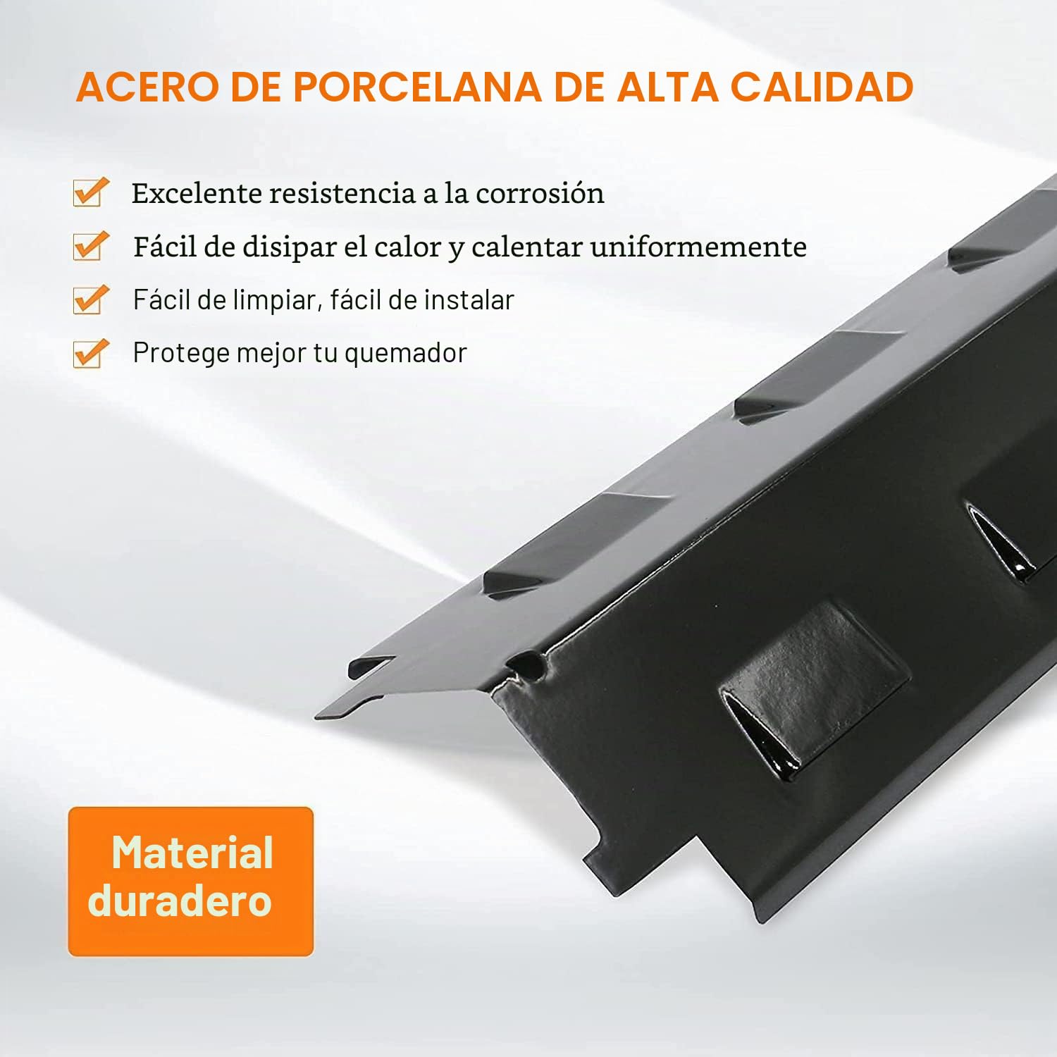GFTIME 98531 37.14 cm x 10.79 cm Placa de Calor Barbacoa de Gas Piezas de Repuesto para Kenmore Thermos, Master Forge, Savor Pro Y Otros Parrilla Barbacoa Acero de Porcelana BBQ Reemplazo (4 Pack)
