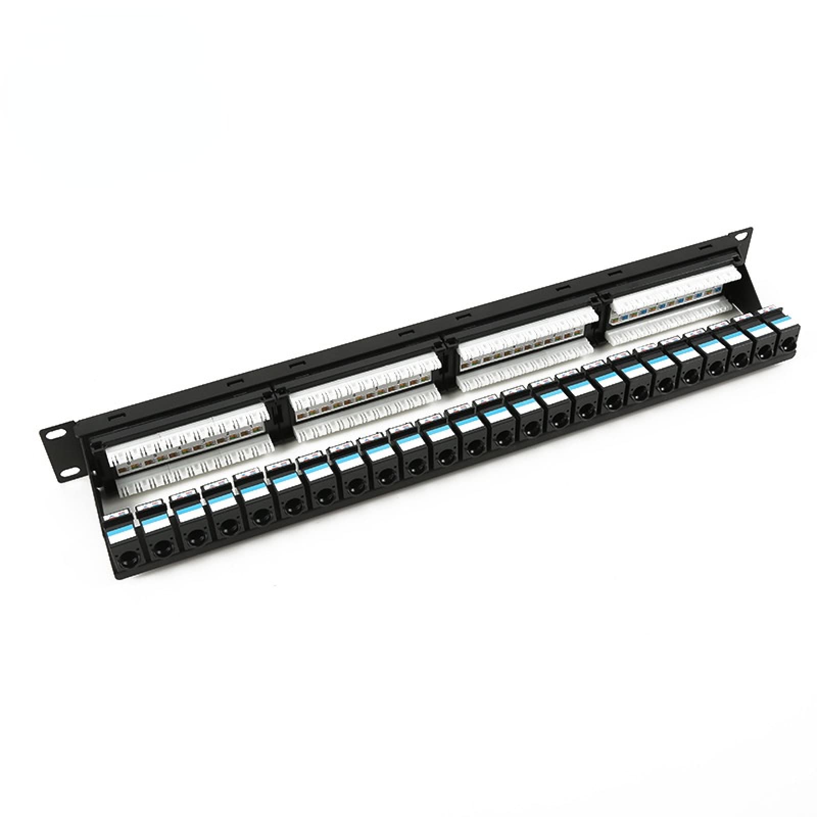 Panneau de brassage réseau 24 ports 6 catégories Cadre de distribution Cat6 1U48 cm Cadre de distribution de porte anti-poussière avec housse anti-poussière
