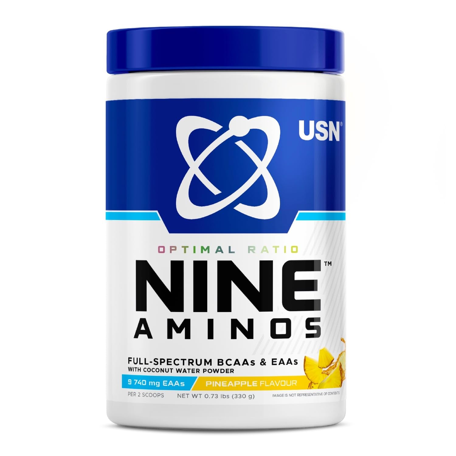 USN Nine Aminos â€“ BCAA Amino Acids & EAA Essential Amino Acids Powder with Added Magnesium & Coconut Water Powder to Support Recovery and Hydration. Pineapple Flavour (330g â€“ 30 Servings)