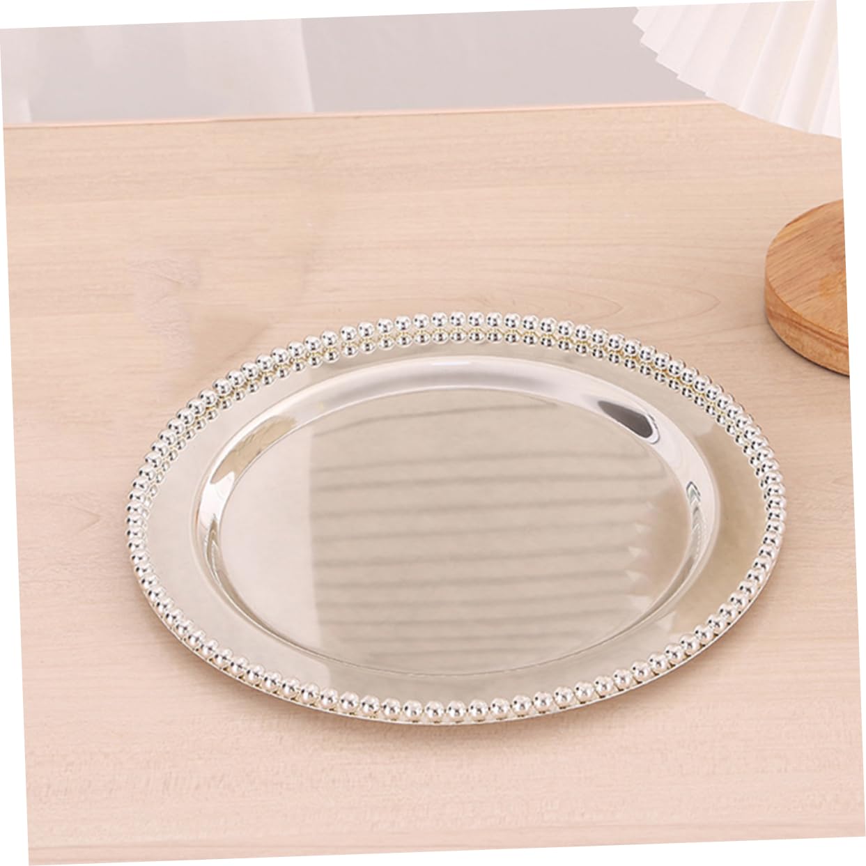 Vassoio Portagioielli Rotondo in Acciaio Inox, Superficie Liscia e Facile da Pulire, per Esporre Anelli e Gioielli in Camera da Letto