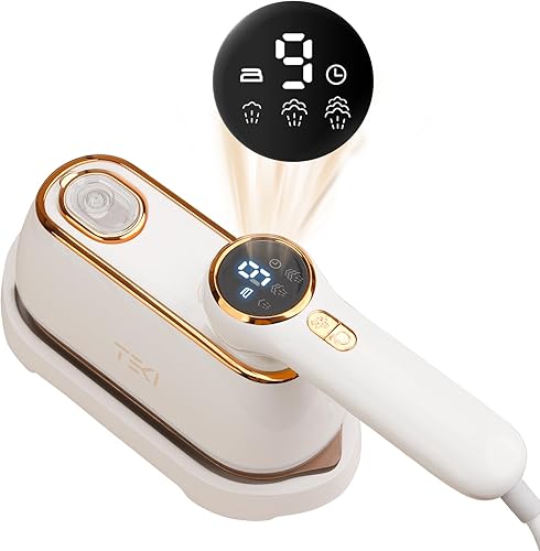 Vaporizador de viaje para ropa portátil, 1200 W, mini plancha de vapor de viaje, 4 modos con displa LCD, potente removedor de arrugas, vaporizador