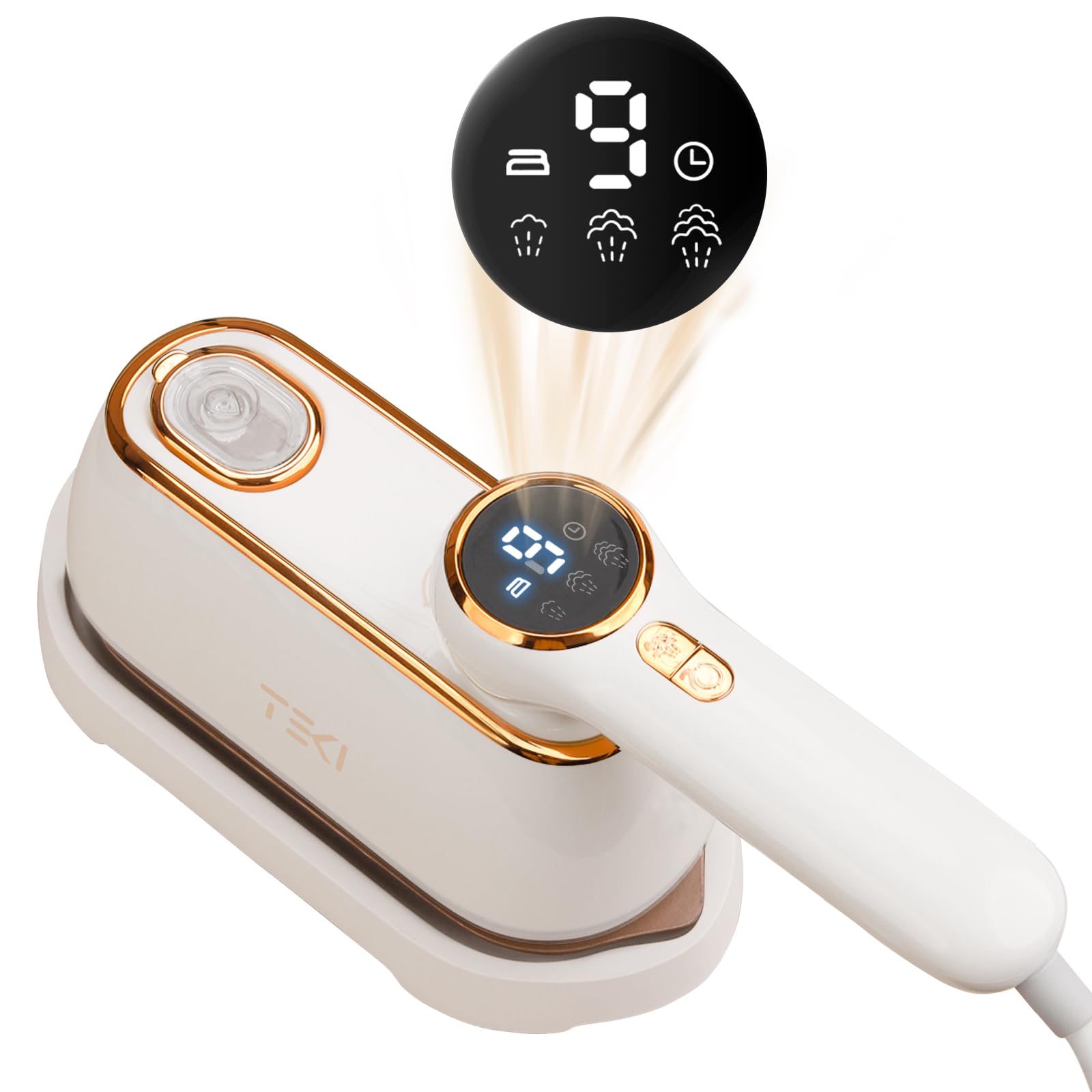 Vaporizador de viaje para ropa portátil de 1200 W, miniplancha de vapor de mano para viaje, 4 modos con pantalla LCD, potente eliminador de arrugas, vaporizador de ropa para el hogar, dormitorio, viajes, 120 V