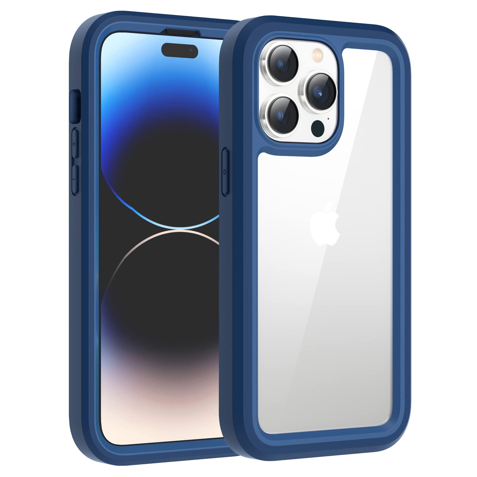 WXR Compatible with iPhone 14 Pro Max Case 6.7 Inch, Clear Hard PC Back TPU Inner Frame and Soft Silicone Bumper, [Military Grade Protection] Heavy