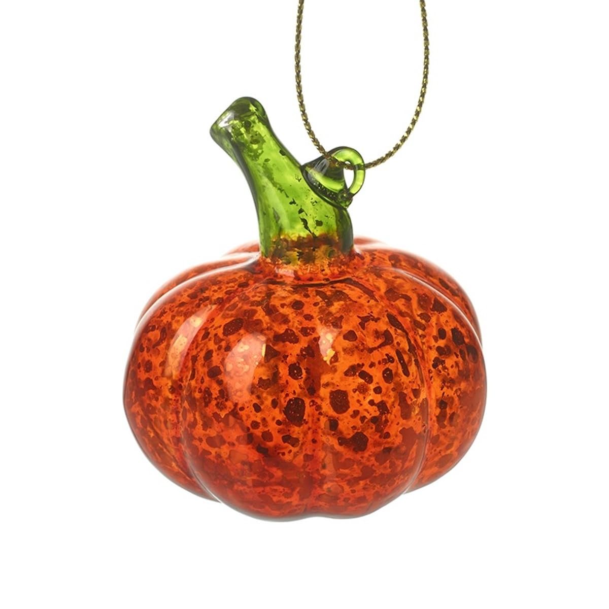 Heaven Sends Orange Crackled Glass Hanging Pumpkin Halloween Decoration