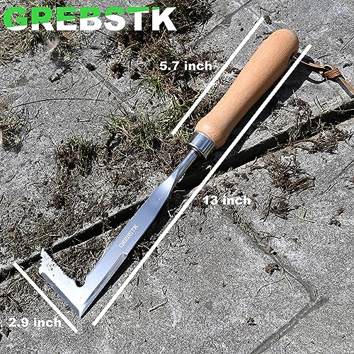 GREBSTK Crack Weeder Crevice Weeding Tool Manual Weeder Beech Handle Lawn Yard Gardening Tool - Thumbnail 3