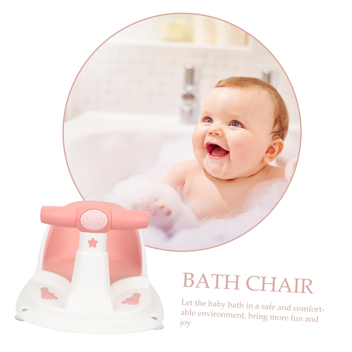 Bath Seat for Months Non-Slip Sit-up Tub Chair with Stable Suction Cups for Safe Bathing Feeding and Haircuts Smooth Edges in Pink