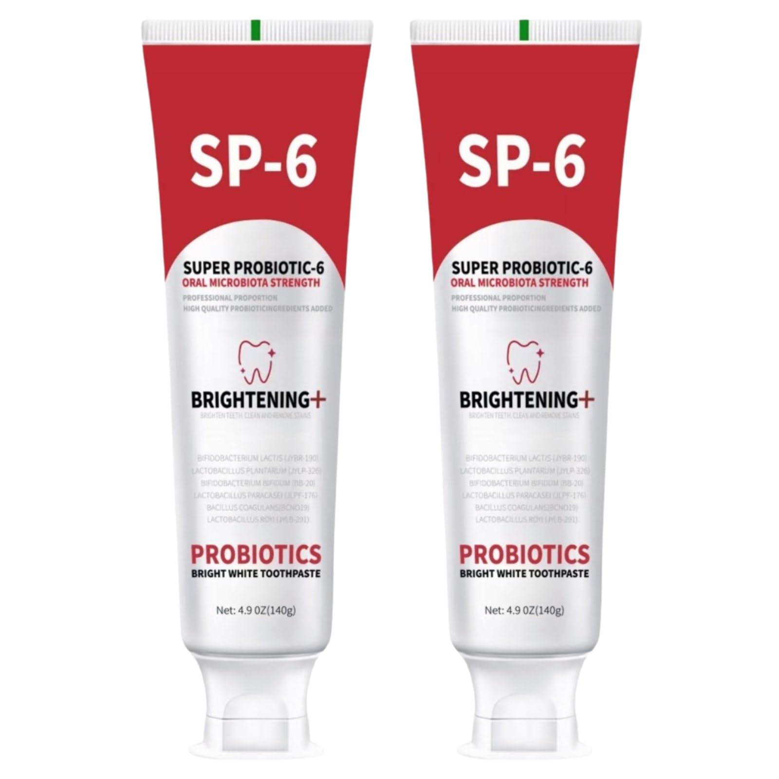 2 PCS SP-6 Probiotic Whitening Toothpaste, for Teeth Whitening and Gum Health, Enhanced Formula with 6 Probiotics, Fluoride-Free, Minty Fresh Flavor, 4.9 oz (2)