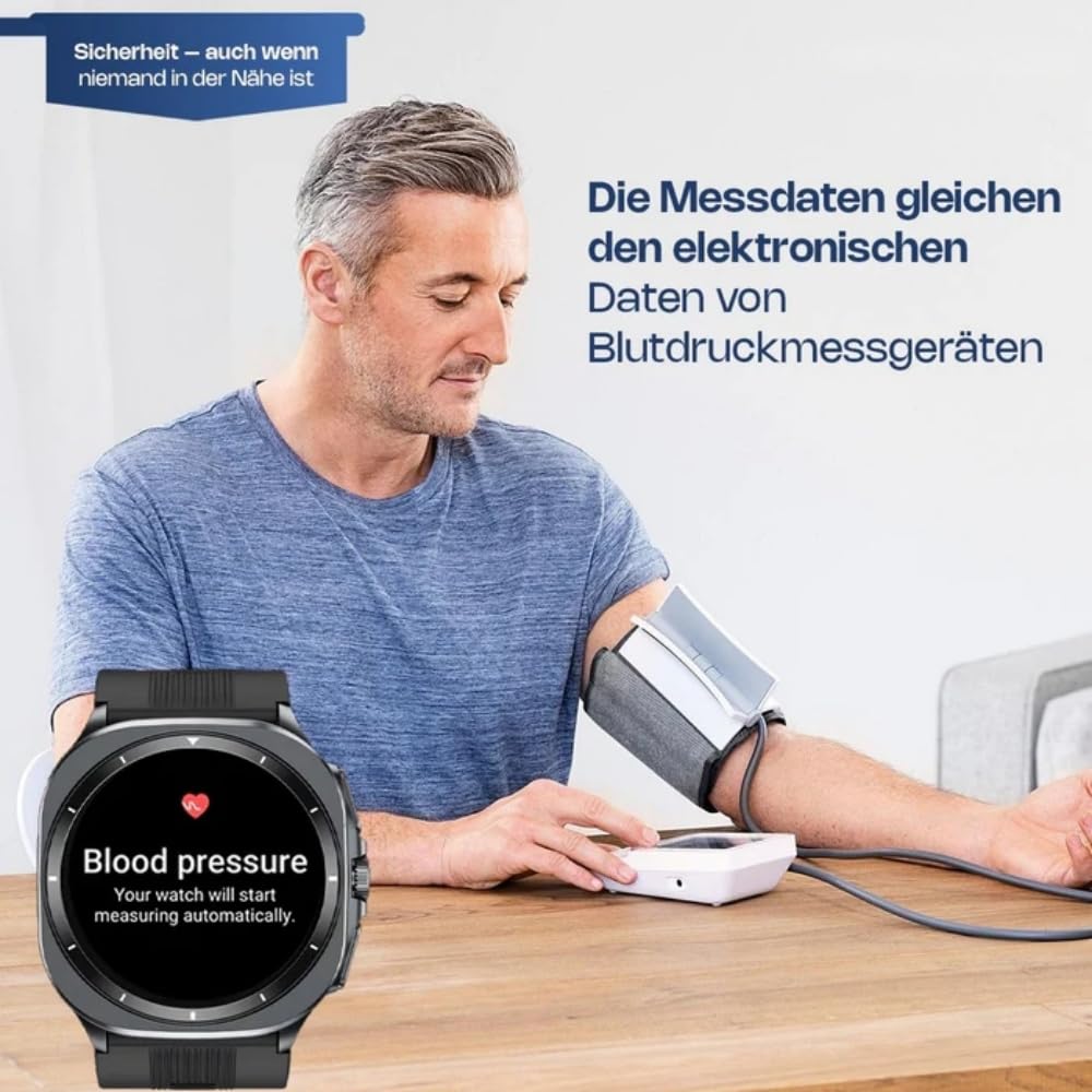 ortholeben OrthoWatch Pro Vita Smartwatch Herren & Frauen 1,43'' -Zoll-Volltouchscreen, 24/7 Schlafüberwachung,Bluetooth-Telefonie,Unterstützt mehrere Sprachen