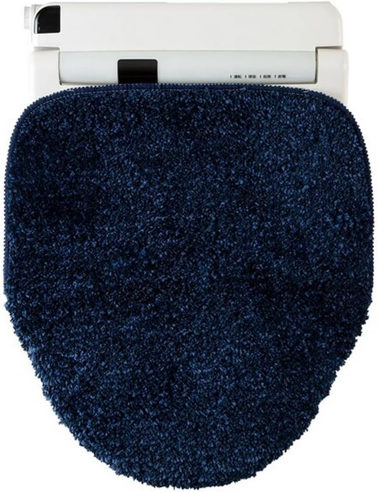 NITORI 7702738 Soft Touch Lid Cover for Washing/Heating Toilet Seats, Long Size, Navy