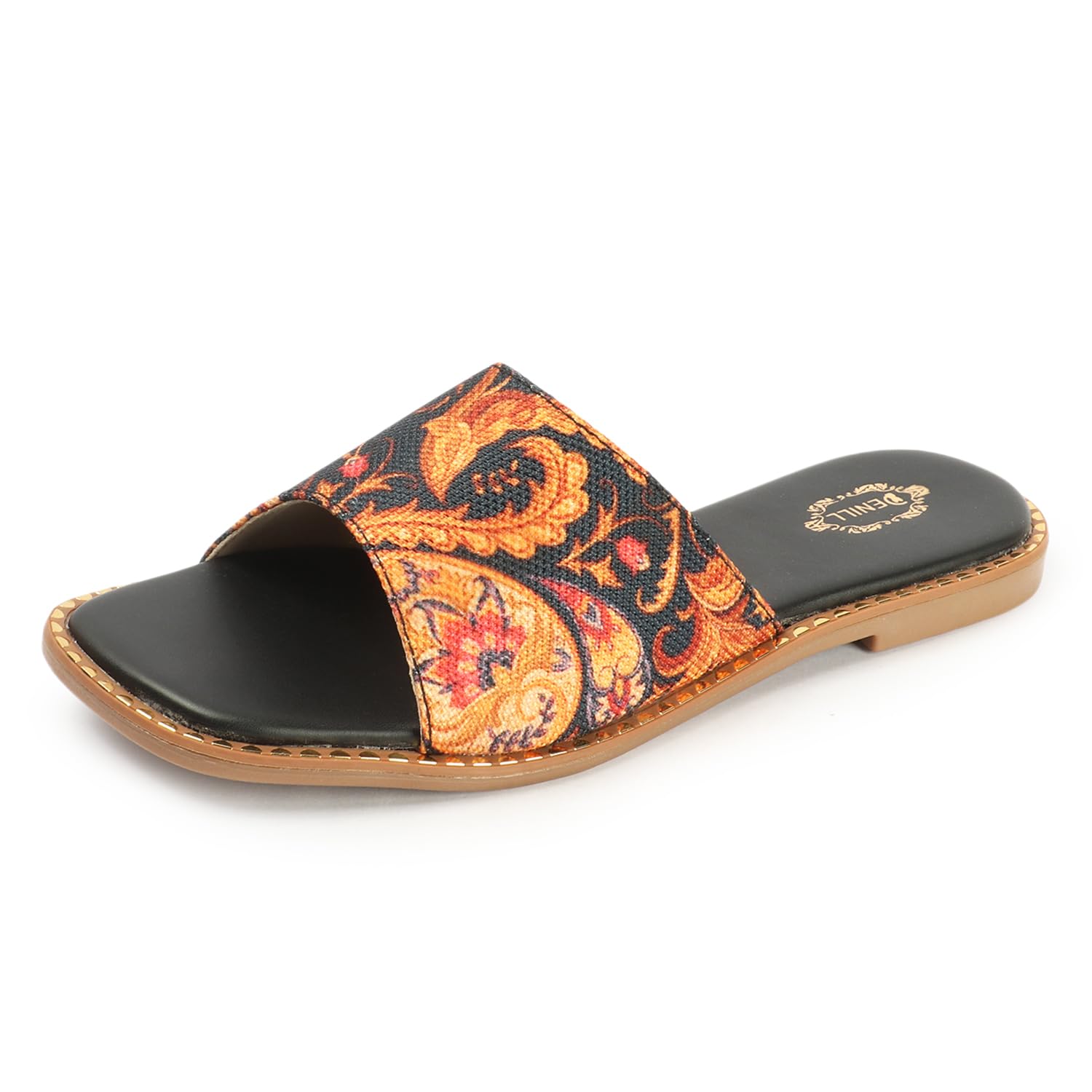 Denill Women Printed Stylish Slides Flip Flops Slippers With TPR Sole For Women & Girl (Multi Black) Uk-4 (B0D73Y188T) Amazon Price History, Amazon Price Tracker