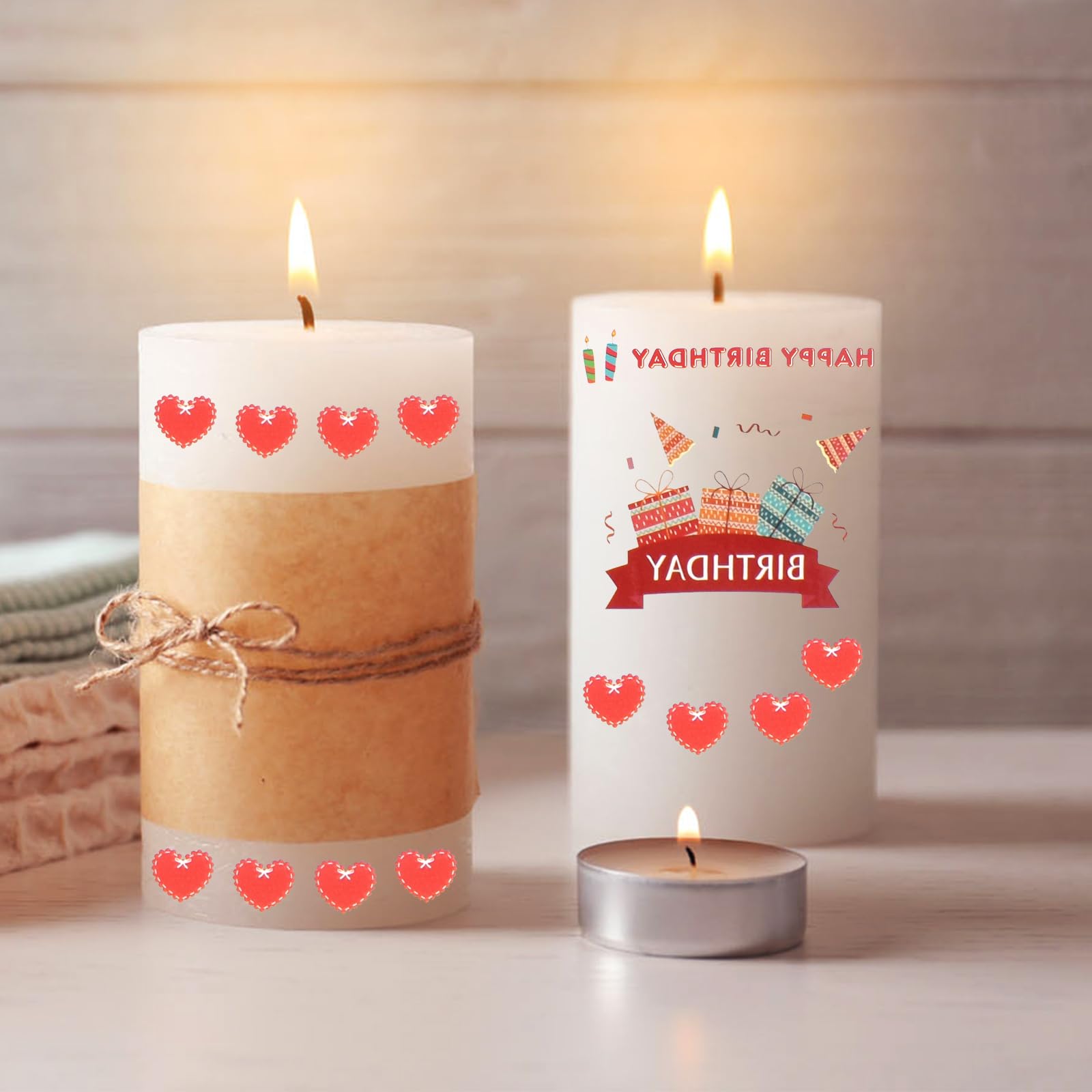 Tatuaggi Per Candele A Trasferimento Ad Acqua - 6 Fogli Con 200 Modelli Per Decorare Candele Bianche 321731