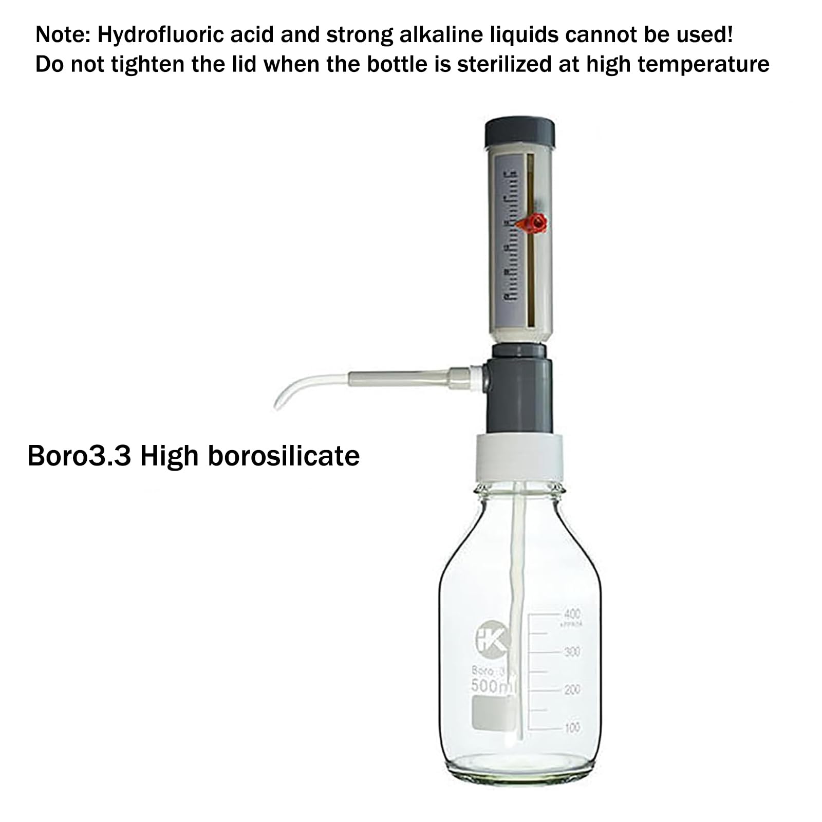 Pipetas de laboratorio ajustables con dispensador superior de botella, 0-25 ml para una dispensación precisa, fácil de usar para técnicos e investigadores de laboratorio, incluye botellas de reactivo
