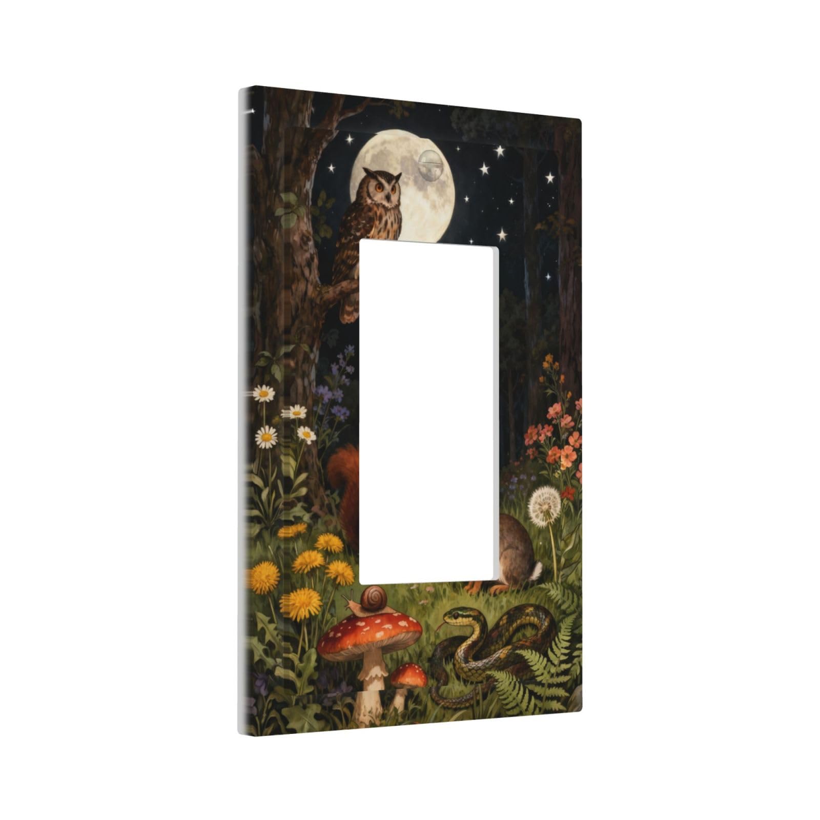 Sghxwp Outlet Covers Watercolor Night Forest Animals Single Rocker Light Switch Plate Decorative Moon Owl Squirrel Rabbit 1 Gang Wall Plate Gfci Electrical Switchplate for Bathroom Home Decor