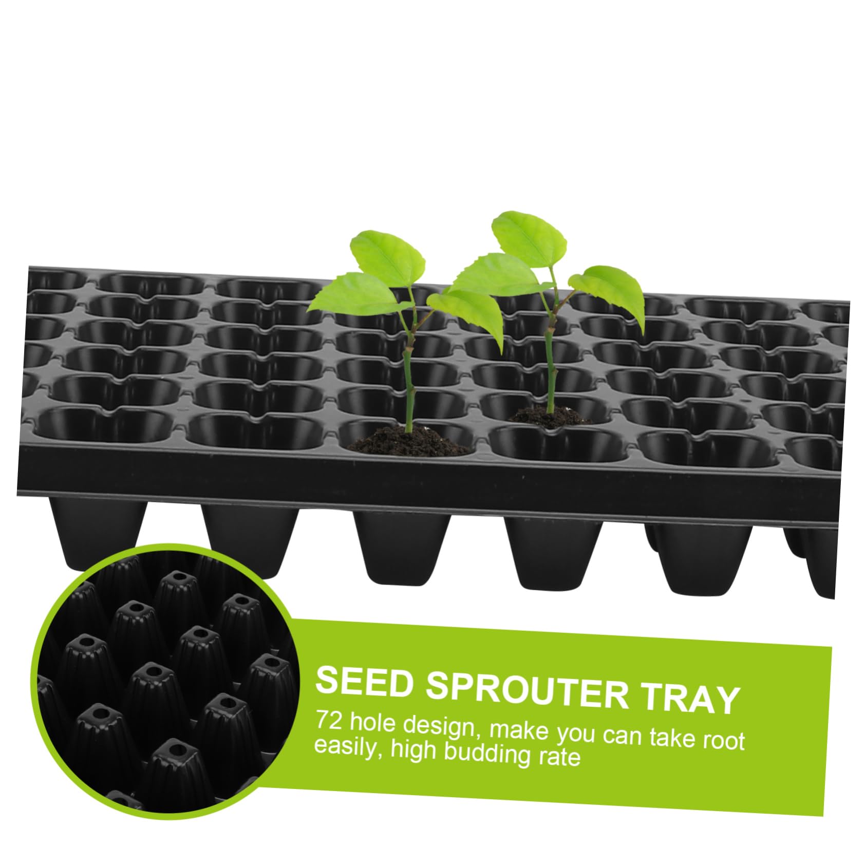 Bandeja De Germinación y Cultivo Agrícola Negra De PVC 72 Agujeros, 10 Unidades, Bandeja De Cultivo Ventilada y Resistente para Semillas y Jardinería