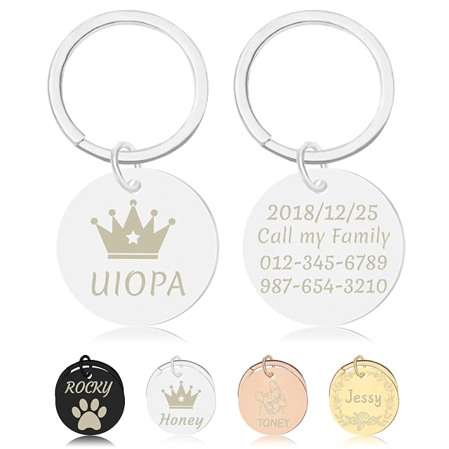 Uiopa Placas para Perros Grabadas, Chapas para Perros Personalizadas