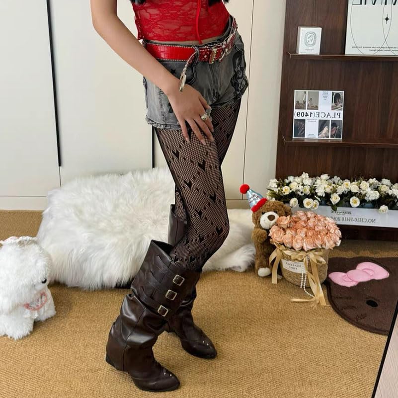 Image of 2 Pairs Lace Tights Black White Patterned Tights for Women Fishnet Stockings for Women Halloween Costumes Parties