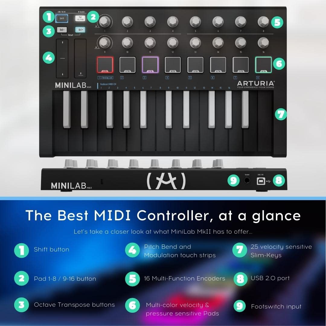 Amazon | Arturia MiniLab MKII 25 スリムキー ポータブル USB