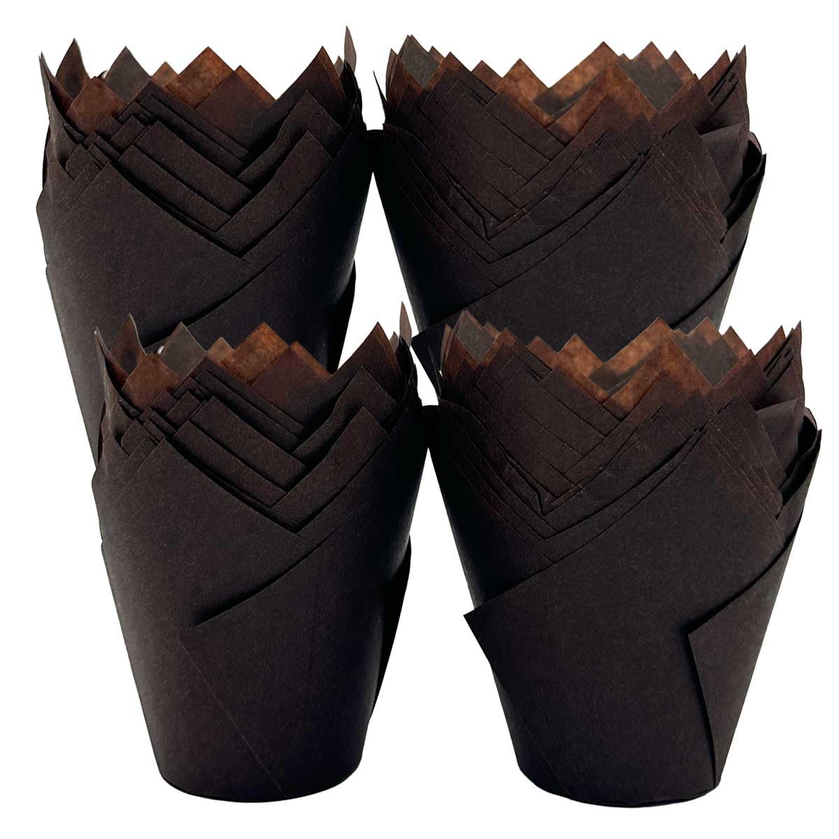 Scrumptious! 200PC Greaseproof Paper Muffin Tulip Cases for Baking - Chocolate Brown - Great for Wedding Birthday and Anniversary Party Cakes and Bakes