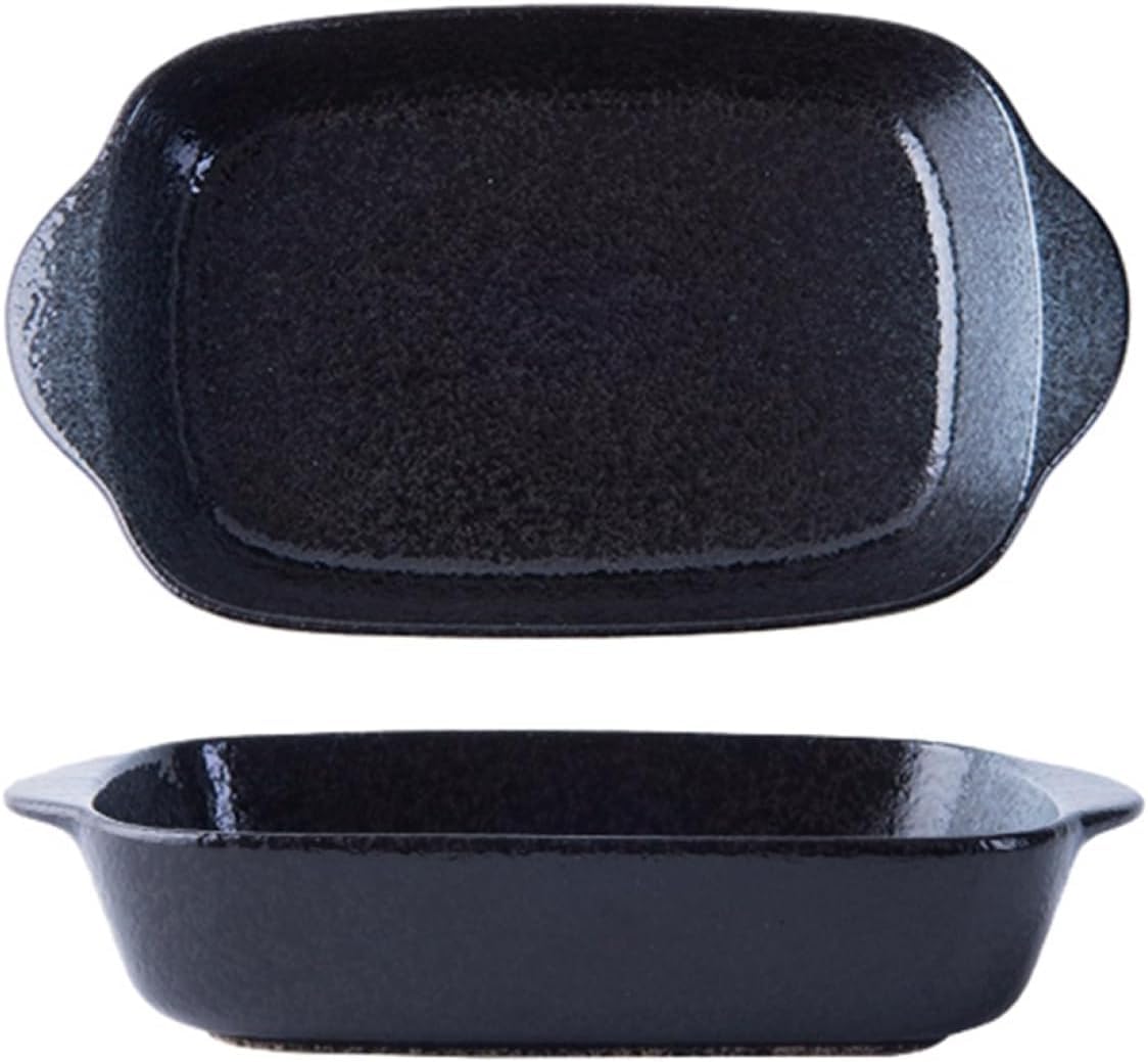 2pcs Ceramics Baking Oven Dishes,Baking Tray Ceramic,9.5'' Lasagne Dish,24cm Rectangular Oven Dish with Handles,Lasagna Casserole Pan, Small Oven Dish Roasting Tray Safe & Microwave Safe