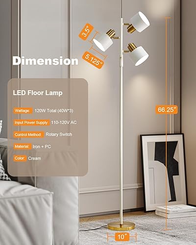 Miniatura 4 de OYEARS Lámpara de pie para sala de estar, iluminación brillante, alta y moderna, industrial, vintage, lámparas de esquina de pie, luz LED, luz de