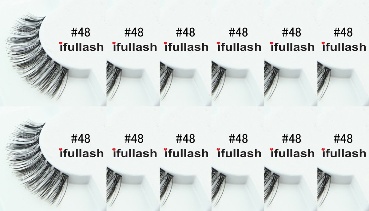 #48, 12 Pairs ifullash 100% Human Hair Eyelashes