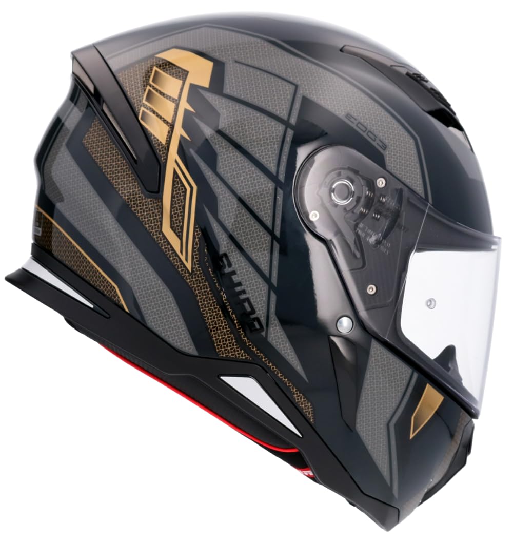 Shiro Helmets Casco Hunter Edge Negro y Dorado Totalmente Homologado (XL 61/62)
