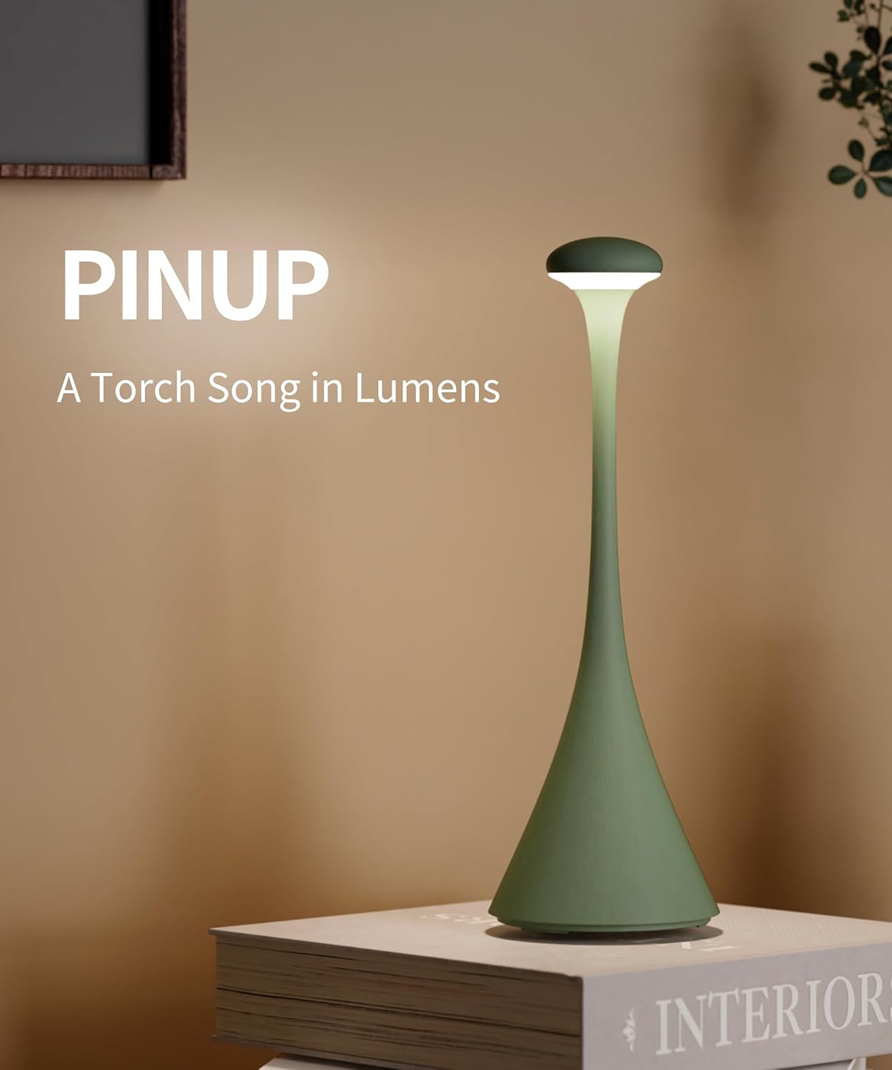 Rechargeable Cordless Table Lamp, Cordless Table Lamps Rechargeable with Touch Controls, Table Lamps for Indoor and Outdoor, LED Lamp with Dimmer, 2200-3000 K, Height 11.5 Inches, Green