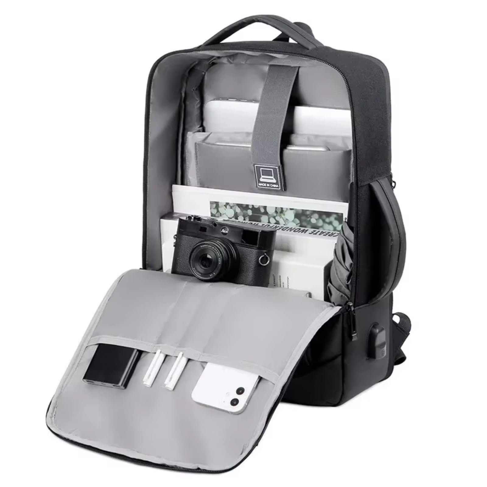 Mochila escolar Zaino per Laptop Aziendali, Multifunzionale Impermeabile Notebook con Porta di Ricarica, Borsa da Libro Scuola E Viaggio degli Uomini