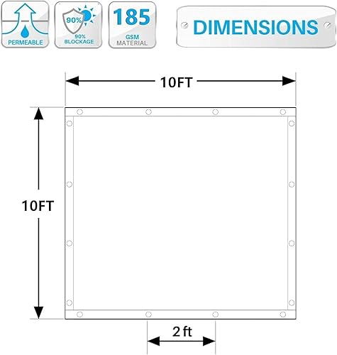 Miniatura 3 de FAIR WIND Tela para sombra 90% para el sol, pantalla de privacidad, toldo para patio, con ojales, red para jardín, pérgola, al aire libre, 10 x 10