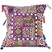 Eyes of India - Colorato Decorativo Divano Copriletto Patchwork Cuscino Divano Cuscino Cover Custodia Bohémien Accento Indiano Boho Chic Fatto a Mano Cover - Viola, 24 X 24 in. (60 X 60 cm)