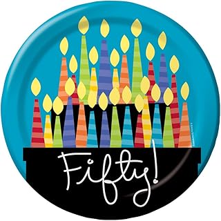 Creative Converting 8 Count Paper Dinner Plates, Great Birthday 50th