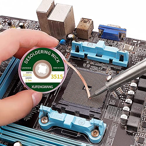 Image of Treedix Solder Wick Braid with Flux Super 5ft Length 3.5mm Width Desoldering Wick Braid Remover Tool Solder Sucker 1 piece No-Clean Soldering Wick Wire Roll and Disassemble Electrical Components