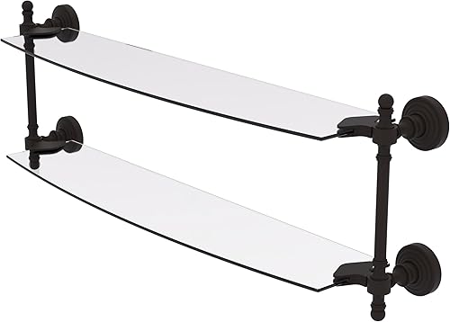 Miniatura 54 de Allied Brass RW-34/18 Retro Wave Collection - Estante de cristal de dos niveles de 18 pulgadas, gris mate Gris mate,Otoño Sparkle,Rojo (Fire Engine