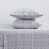 Tahari Home - Full Sheets, 4-Piece Cotton Flannel Bedding with Matching Pillowcases, Brushed for Extra Softness, Cozy Home Decor (Flora Gray, Full)