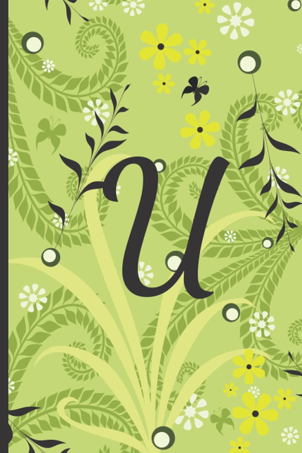 U: Journal - carnet de notes avec monogramme initiale lettre U - fleurs et papillons