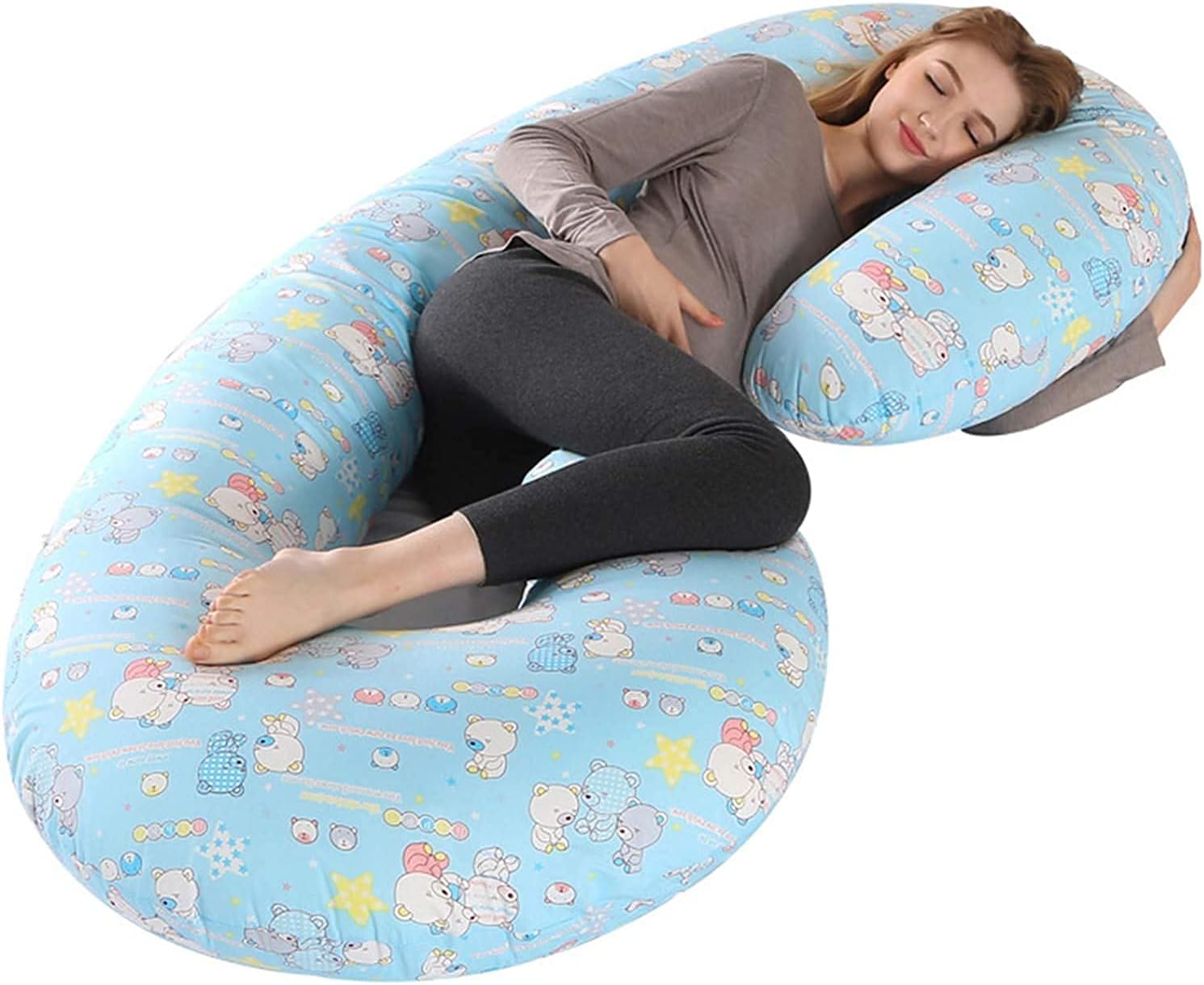 Pregnancy Pillows for Sleeping Full Body Pillow C-Shaped Pregnancy Pillow Maternity Side Sleeping Pillow Support for Back Hips Legs Belly for Maternity Women(Color:13;Size:140x70cm)