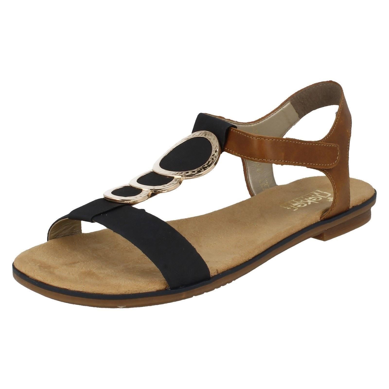 Rieker 64278-16, Women’s Heels Sandals, Blue (Navy/Tan), 7.5 UK (41 EU)