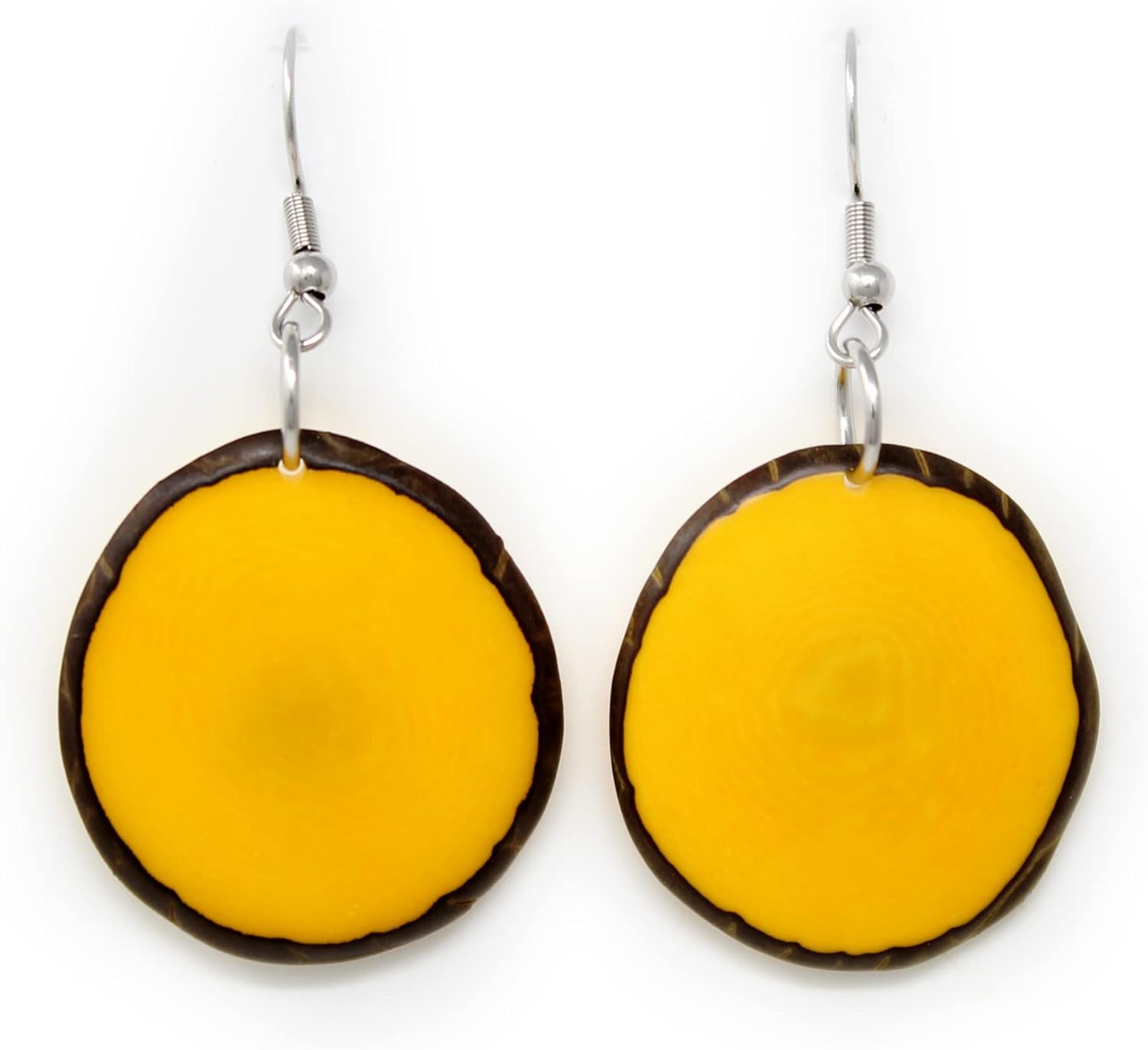 Tagua Earrings Yellow Chips Handmade Fair Trade Lightweight by Florama Natural Jewelry