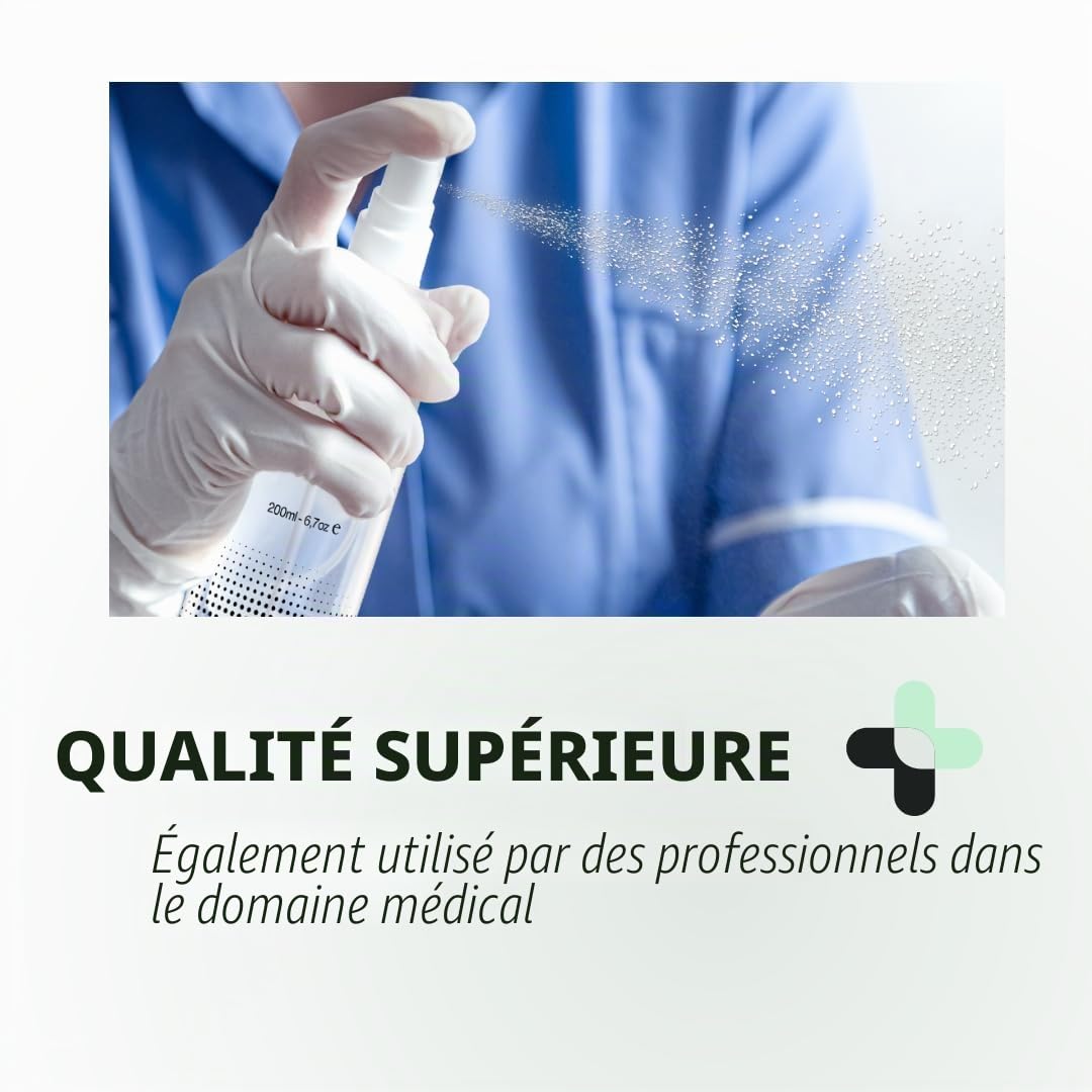 Désinfectant mains 10 x 200 ml avec alcool 80 % et glycérine, spray désinfectant pour surfaces avec formule potentialisée