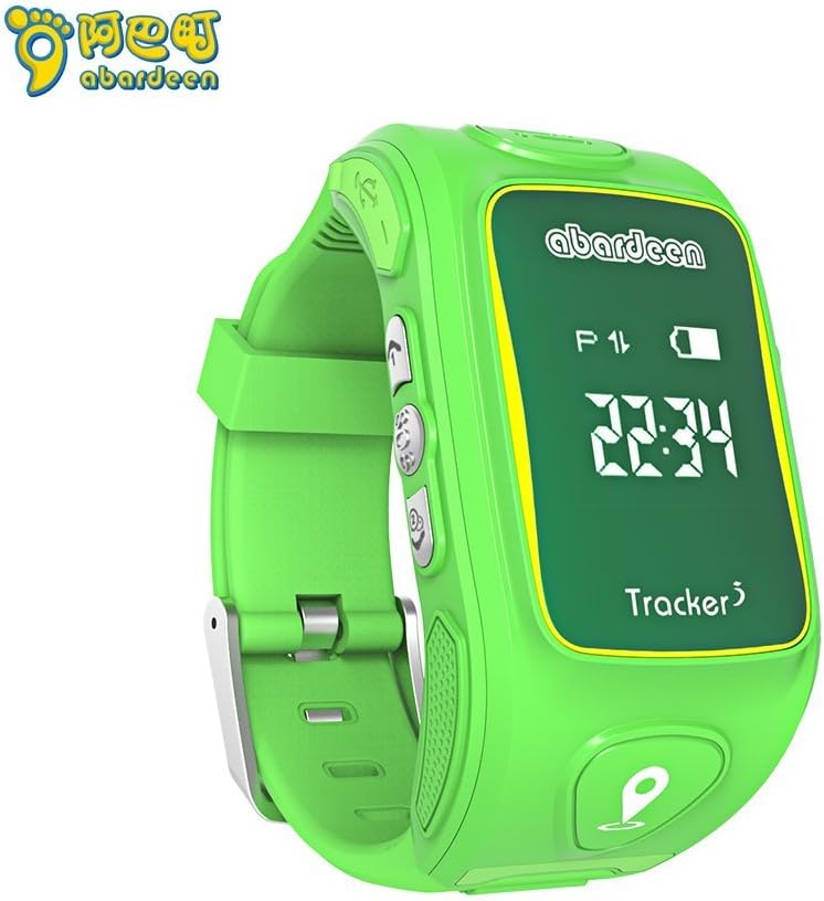 ABARDEEN Smart Kid Safe 2G GSM GPS Locator Tracker SIM For Children Anti-Lost Smartwatch Phone SOS Smart Watch for iOS Android (KT01W-Green)