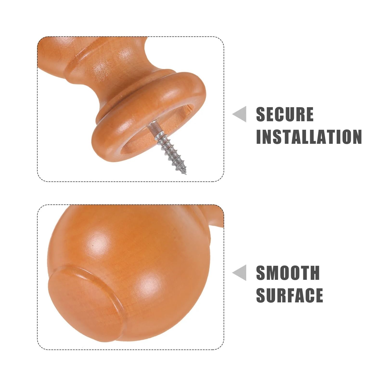 Lot de 4 embouts de tringle à rideaux en bois pour tringle à rideaux - Tête romaine pour tringle à rideaux de 29 mm de diamètre