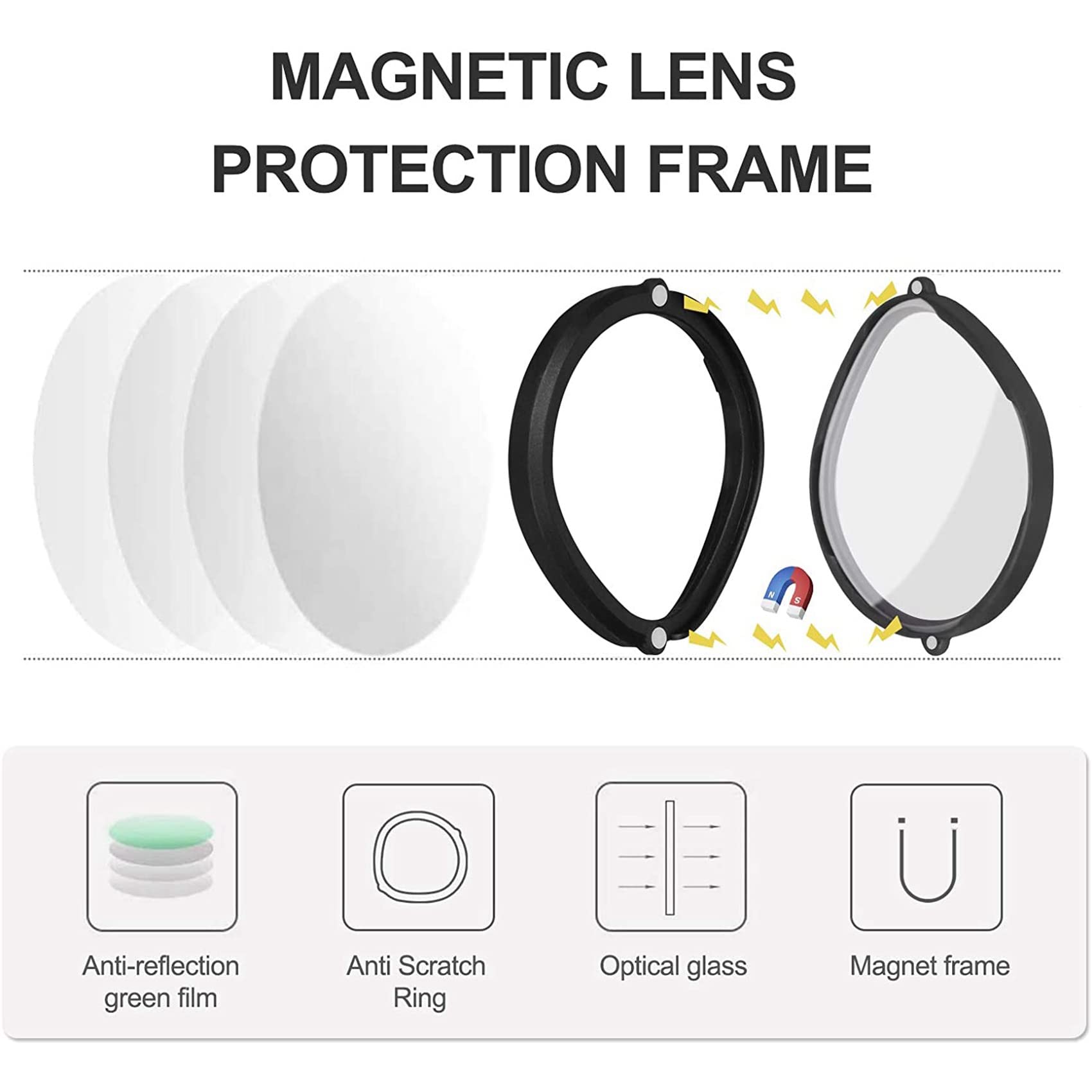 12 x Brillenglasrahmen, magnetisch, Demontage, Clip, Schutz der Linse für VR-Brille (ohne Linse)