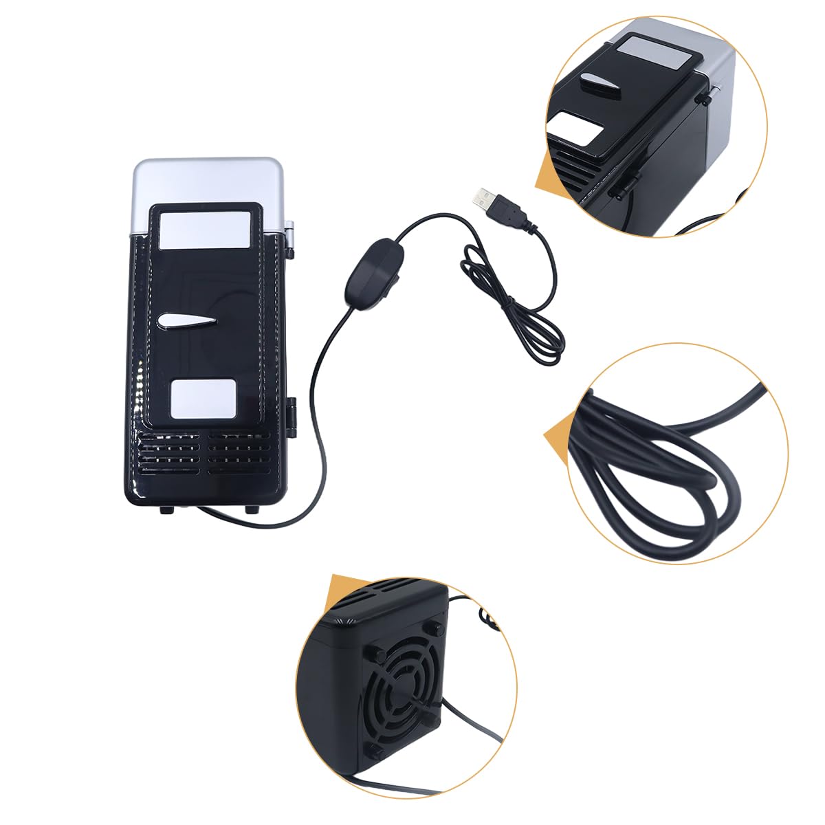 Ticha Mini frigorifero alimentato tramite USB, piccolo refrigeratore per bevande, per camera da letto, dormitorio, viaggio, dispositivo per la cura della pelle, nero