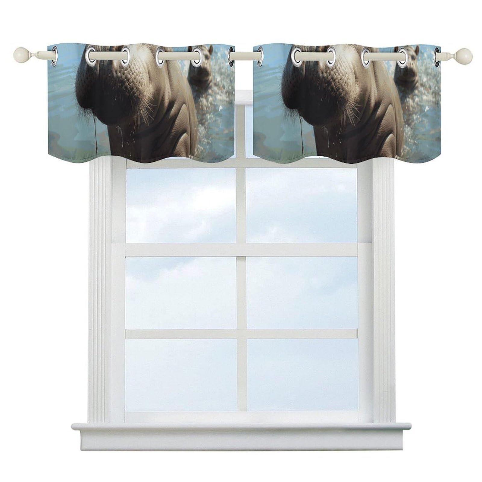 Rideaux occultants lot de 2 thermiques pour chambre enfant motif hippopotame